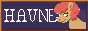 Animated GIF which has Havneby as scrolling text. On the right side is a tan pony with salmon pink hair and yellow eyes.